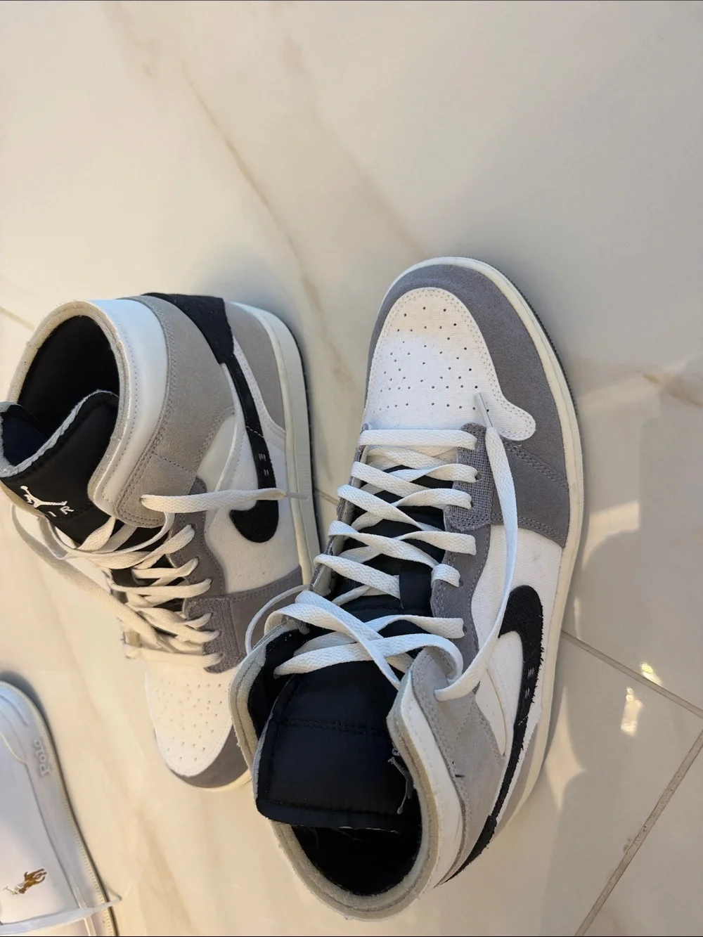 Nike High-Top Sneakers in White, Gray & Black